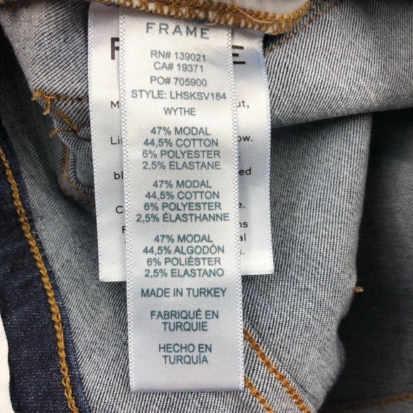 FRAME LE HIGH RISE SKINNY RAW HEM CROP BLUE JEANS - Picture 7 of 8